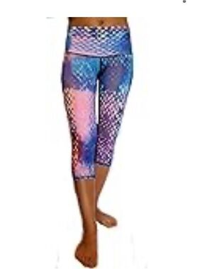 teeki Blue & Pink Tie-Dye High-Waist Capris sz medium